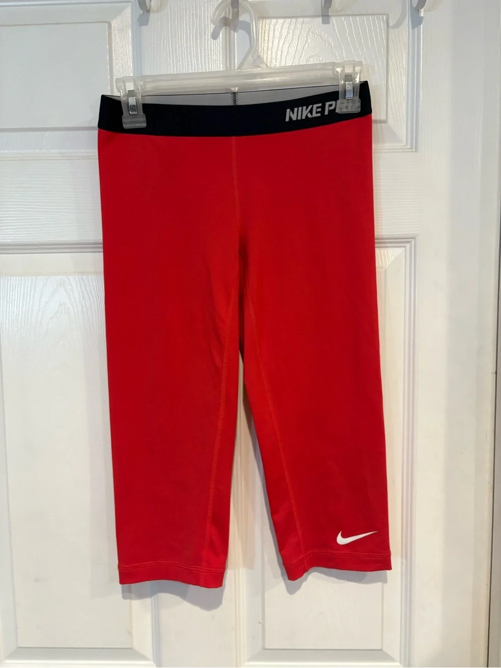 Nike Red Capri Leggings with Black Waistband